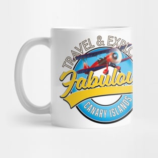 Travel & Explore Fabulous Canary Islands logo Mug